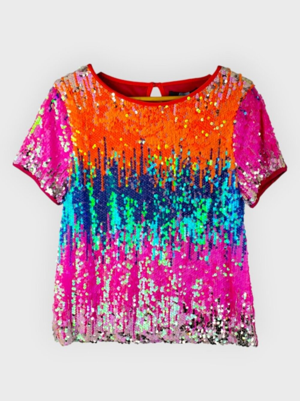 Anthropologie Women's Sequin Short Sleeve Top